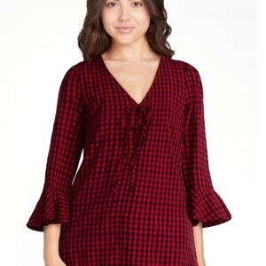 Women's Red and Black Checkered Dress